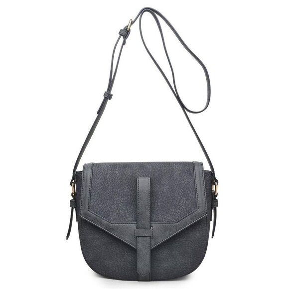 Urban Expression Handbags - Crossbody Shoulder Strap Dark Grey Vegan Faux Leather Messenger Bag